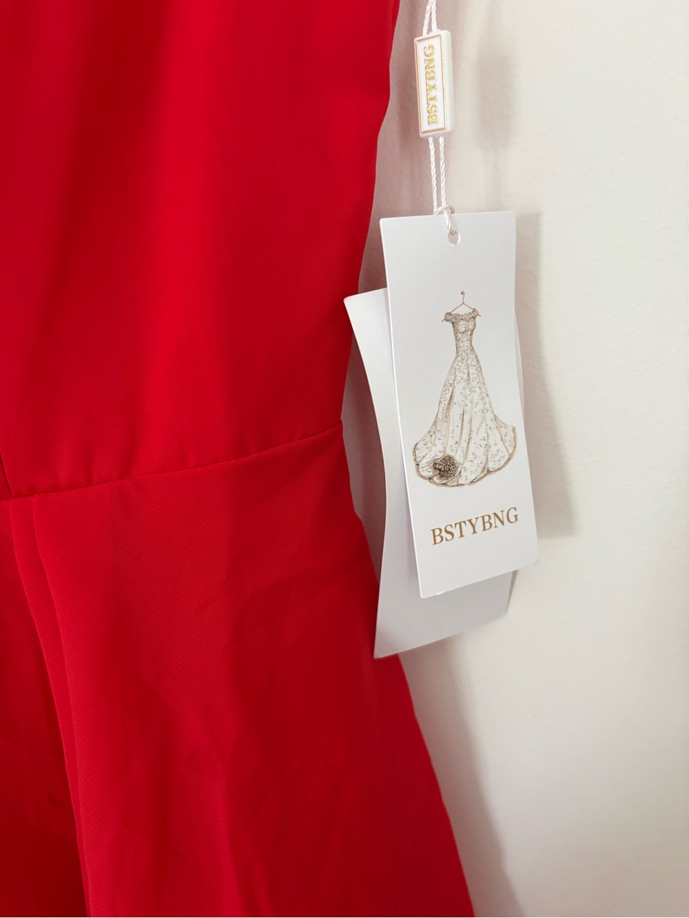 Red Square-Neck Maxi Dress with Side Ruffle - Picture 8 of 12